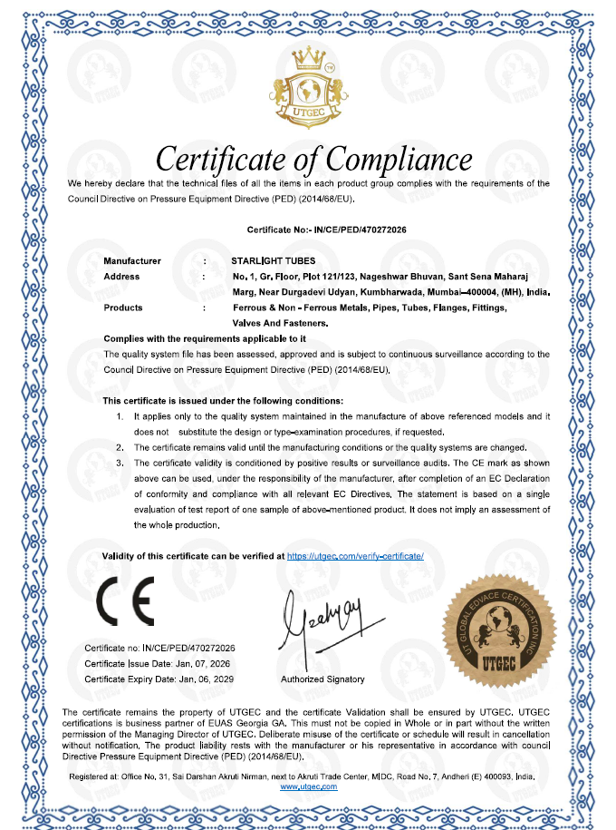 PED Certificate